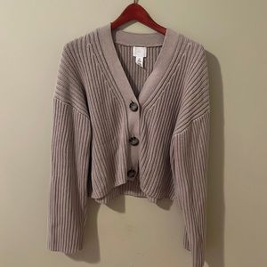 H&M Beige Ribbed Cardigan Small